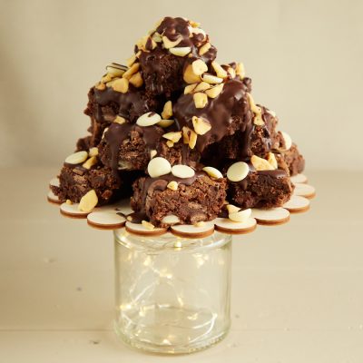 Milk Chocolate brownie celebration cake stack 1