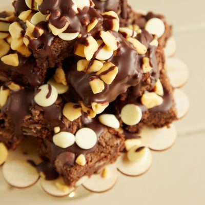 Milk Chocolate brownie celebration cake stack 4
