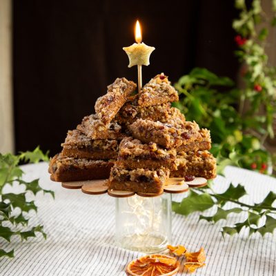 Mincemeat Crumble slice celebration cake stack