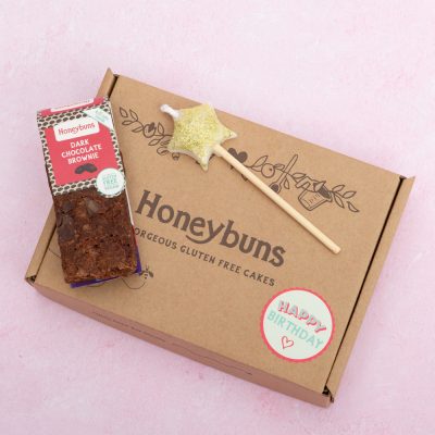 Brownie and candle on Honeybuns mini gift box