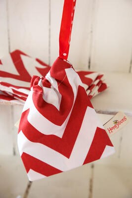 Chevron fabric stocking filler gift bag