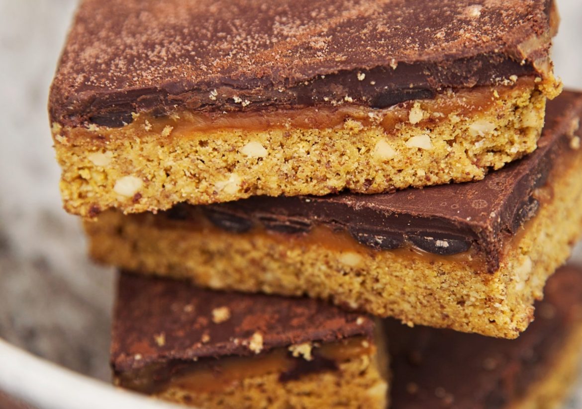 Gluten free chocolate caramel shortbread