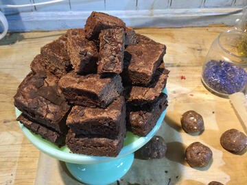 vegan chocolate truffles on cake stand