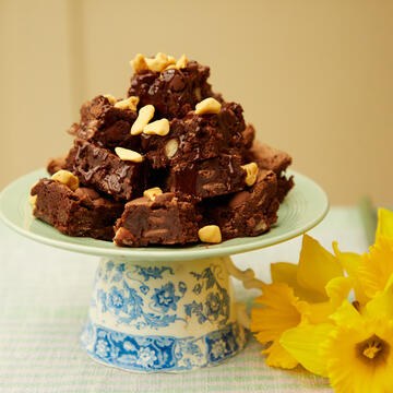 Milk Chocolate brownie stack a cake gluten free Easter gift